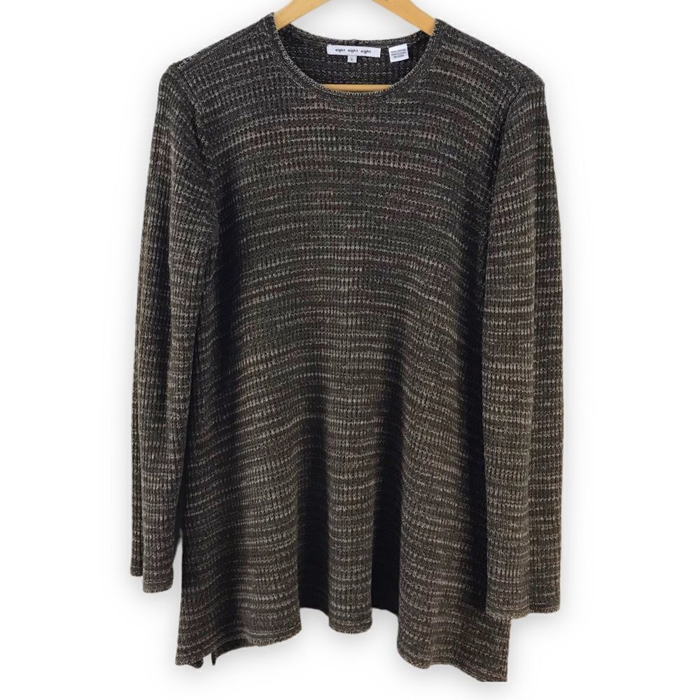 Eight Eight Eight brown, green, cream knit sweater size L